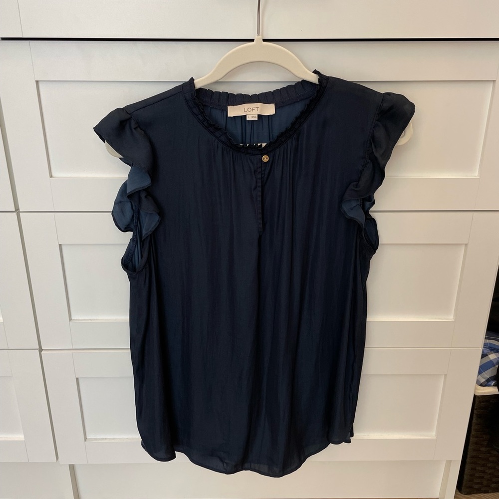 LOFT Sleeveless Ruffle Blouse